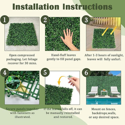 Sunnyglade 12 Pieces 20"x 20" Artificial Boxwood Panels Topiary Hedge Plant - Image 7