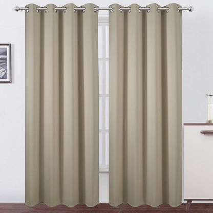 LEMOMO Beige Thermal Blackout Curtains/52 x 95 Inch/Set of 2 Panels Room by Lemomo