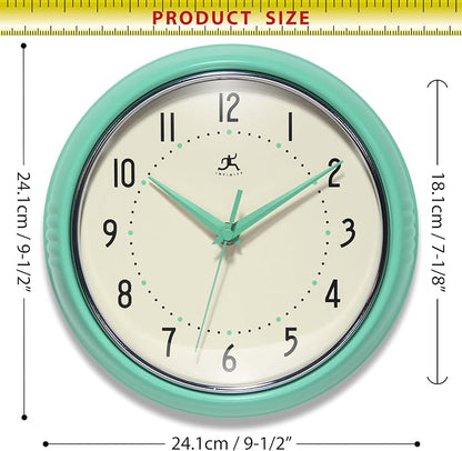 Infinity Instruments LTD. Retro 9 inch Silent Sweep Non-Ticking Mid Century - Image 5