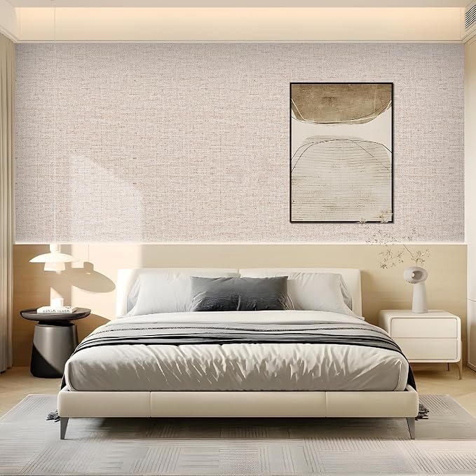Beige Grasscloth Wallpaper Peel and Stick Contact Paper 15.75inchx118.11inch - Image 2