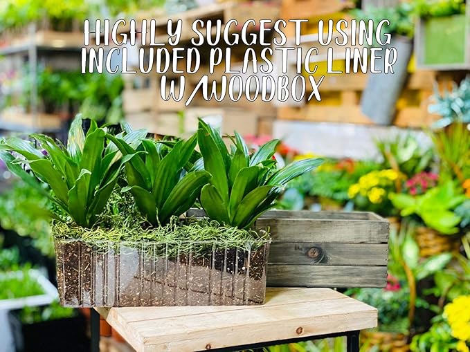 Wooden Planter Box with Handle, Rose Wood, Plastic Liner l Garden Decor l Restaurant and Wedding Decorations l Wedding Bouquets, Table Centerpiece, 12 x 4 Inches, (12x4 w Handle Set of 4, Rose Wood)