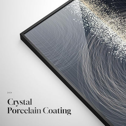 Large Framed Black Silver Modern Abstract Wall Art - Image 5