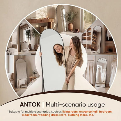 Antok 64" x21” Arched Full Length Floor Mirror, Free Standing/Wall Mount/Leaning - Image 8