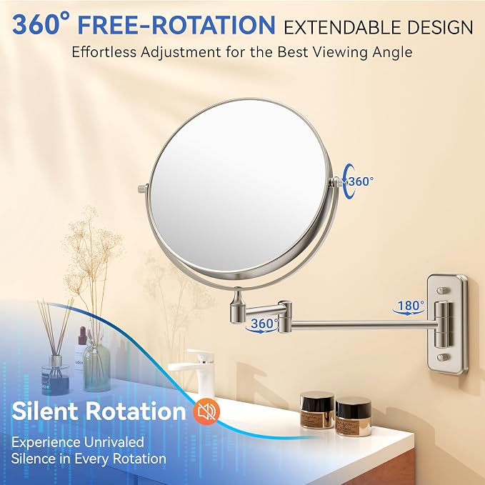 Auxmir 1X/30X Wall Mounted Makeup Mirror, Double-Sided Magnifying Mirror - Image 3