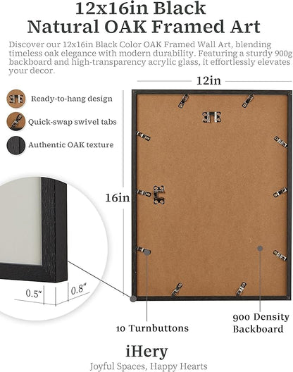 iHery Premium 12x16in Natural Black OAK Wood Coastal Trendy Cowgirl Framed Wall - Image 4