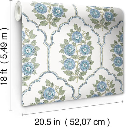 NuWallpaper x Society Social Floral Bazaar Green and Blue Peel and Stick - Image 6
