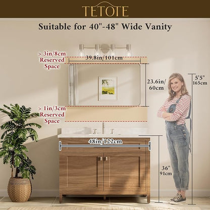 TETOTE Black Framed Bathroom Mirror, 40 x 24 Inch Matte Metal Frame Vanity - Image 8
