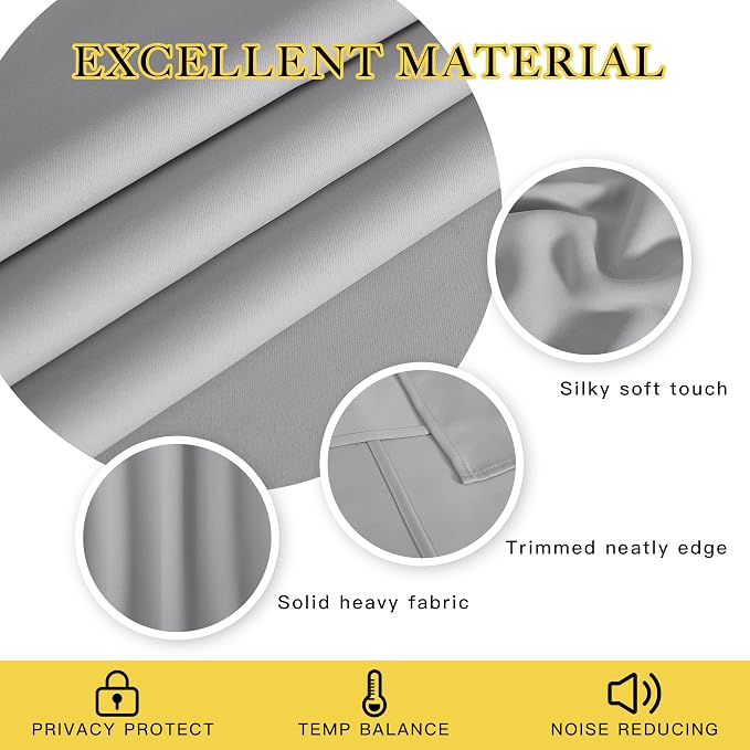 NICETOWN Blackout Curtains for Sliding Glass Door Room Divider Noise Reduce - Image 2