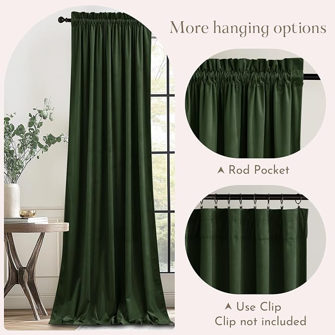 NICETOWN Green Velvet Curtains 102 inches - Image 5
