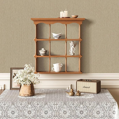 Grasscloth Peel and Stick Wallpaper Beige Brown Textured Wallpaper 15.7inch x - Image 6