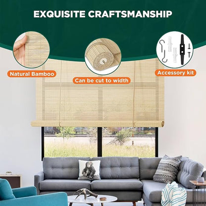 Bamboo Blinds for Interior Windows, Custom Roller Shades for Indoor Window and - Image 3