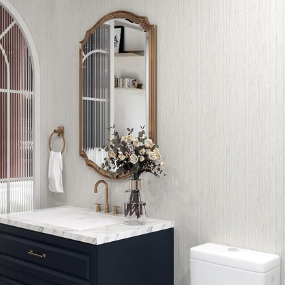 Livelynine Taupe Grasscloth Peel and Stick Wallpaper Textured Neutral Faux - Image 2