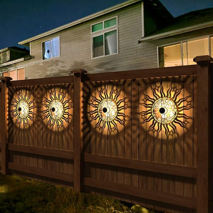 gardencave 4 Pack Solar Fence Lights Metal Solar Powered Outdoor Wall Deck - Image 3