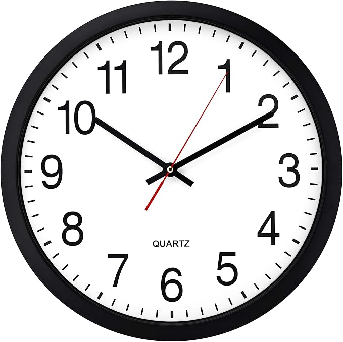 Bernhard Products Black Wall Clock Silent Non Ticking by BernhardProducts