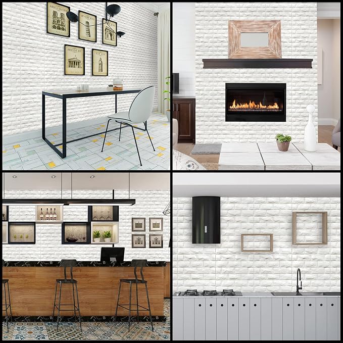 YU LI 3DH 3D Wall Panels Peel and Stick 30PCS White Foam Brick Wallpaper - Image 4