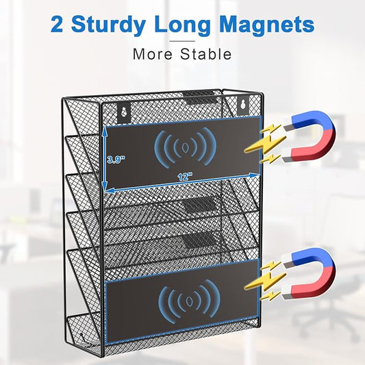 OUTWOLF Magnetic File Holder, 6-Tier Magnetic Wall Hanging File Organizer - Image 2