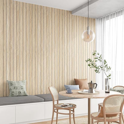 VEELIKE Large Roll Wood Wall Panels 30''x118'' White Oak Wood Slat Peel and - Image 2