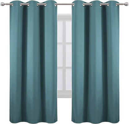 LEMOMO Sea Teal Thermal Blackout Curtains/42 x 72 Inch/Set of 2 Panels Room - Image 2