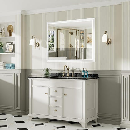 48x36 Inch White Bathroom Mirror - Image 3