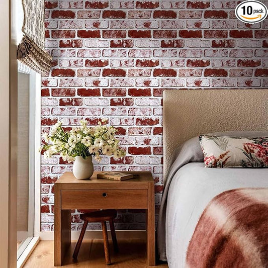 3D Peel and Stick Faux Brick Wall Panels 11.8" x 11.8" 10-Pack, Small by SMOOSTIKCDECOR