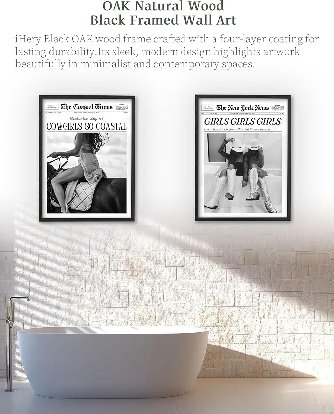iHery Small Premium Natural Black OAK Wood 8x10in Cowgirls Go Coastal Trendy - Image 6