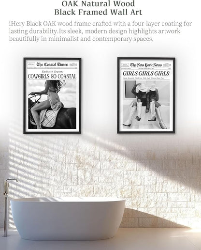 iHery Small Premium Natural Black OAK Wood 8x10in Cowgirls Go Coastal Trendy - Image 6