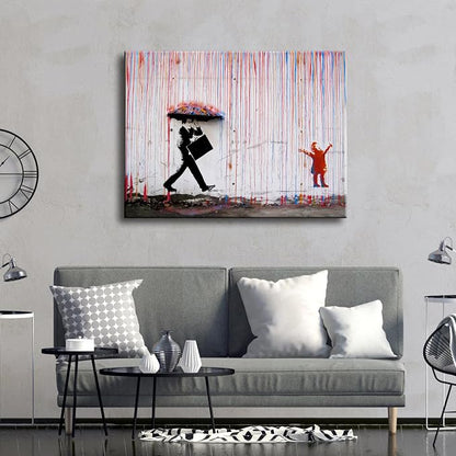Wieco Art Large Banksy Raining Day or Colorful Graffiti Street Famous Canvas - Image 5