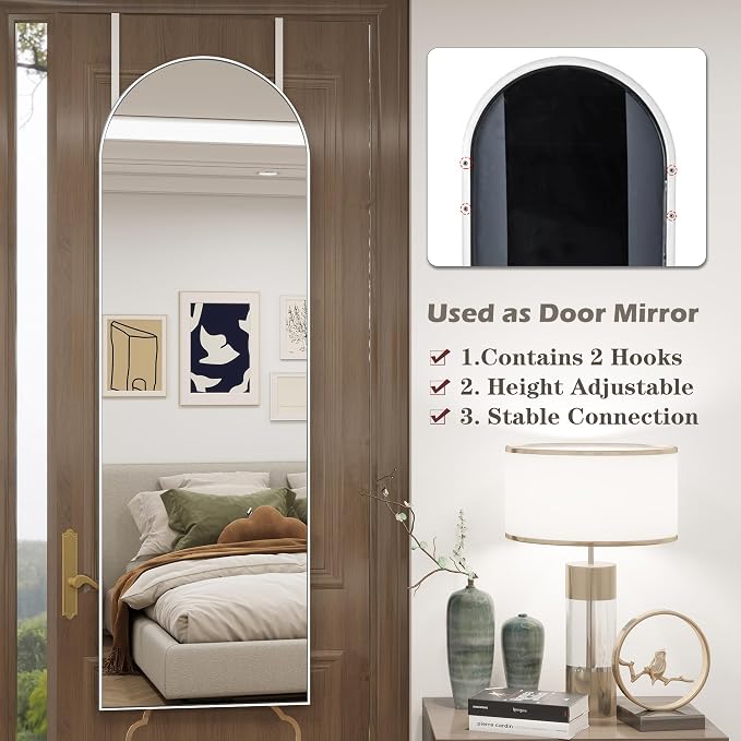 Arched Full Length Door Mirror 14x48, Metal Frame - Image 7