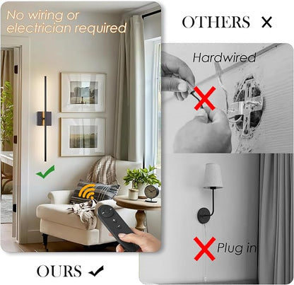 KARTOOSH 28.3 Inch Battery Operated Wall Sconces 3000K Warm White LED Wall - Image 2