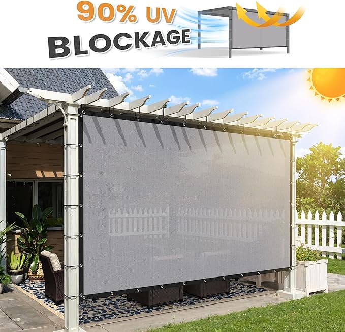 VICLLAX Shade Fabric Sun Shade Cloth with Every 2 FT Grommets for Patio Garden Pergola Cover Canopy 6x21 FT, Light Grey