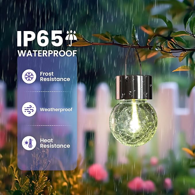 Hanging Solar Lights Outdoor,New Upgraded Moving Led Beads,Solar Powered Waterproof Lighting,12 Pack Hanging Globe Solar Lights for Garden Yard Patio Fence Christmas Decoration (Warm White)