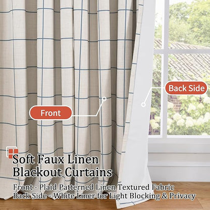 Lajode Navy Blue Linen Blackout Curtains - Image 3