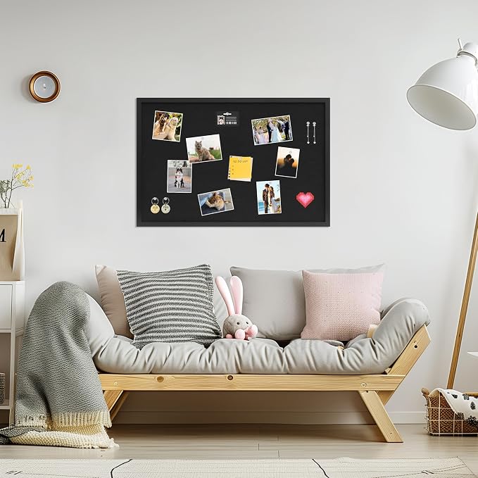 DAHAPYBOO Cork Board with Linen Black, Bulletin Board 30"x20", Corkboards - Image 4