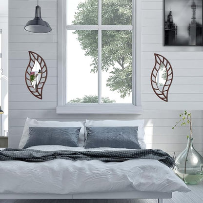 Roowest 2 Pcs Decorative Mirror Wall Decor Leaf Teardrop Mirror Wall Mounted - Image 5