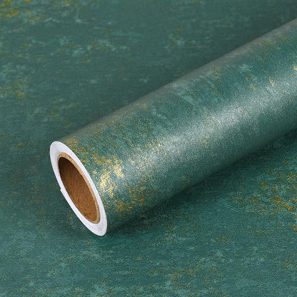 VEELIKE Distressed Teal Gold Metallic Wallpaper Peel and Stick Plaster Concrete - Image 8