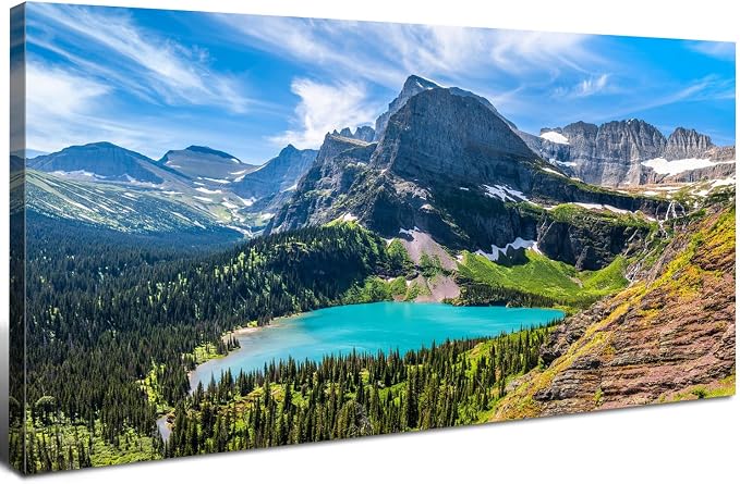 Glacier National Park Wall Art Saint Mary Lake Landscape Canvas Wall Decor by HOME