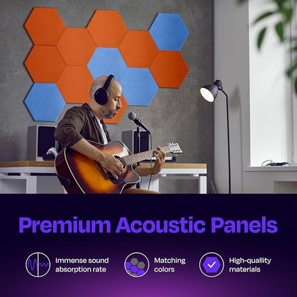 Acoustic Panels 12-Pack Soundproof Wall Panels 14"X12.1"X0.4" Sound Panels High - Image 2
