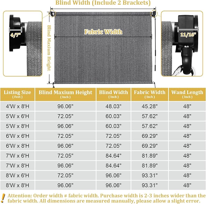 Shade&Beyond Outdoor Roller Shades 4' W x 8' H Cordless Patio Roll Up Blinds - Image 3