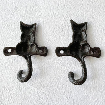 Rustic Cat-Shaped Decorative Wall Hook Rack Hangers - Image 7