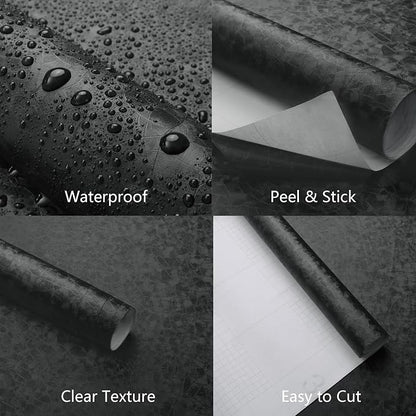Yasinet Peel and Stick Wallpaper Black Removable Wallpaper Modern Black Contact - Image 3