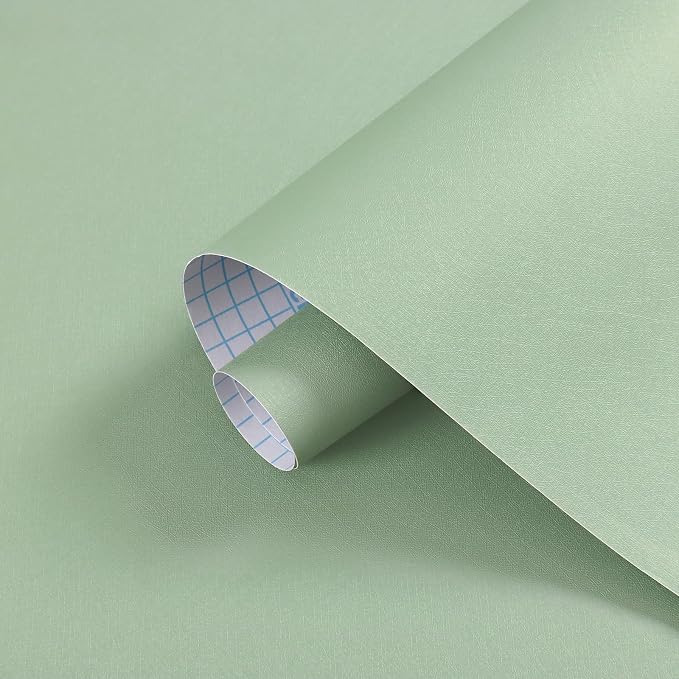 Dimoon 17.7''x118'' Peel and Stick Wallpaper Light Green Contact Paper by DIYYOURMOON