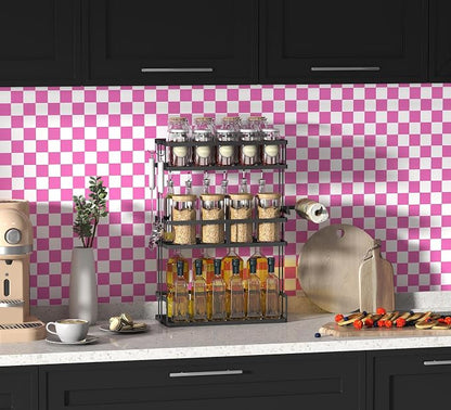 Modern Peel and Stick Wallpaper Pink and White Mosaic Checkered Contact Paper - Image 2