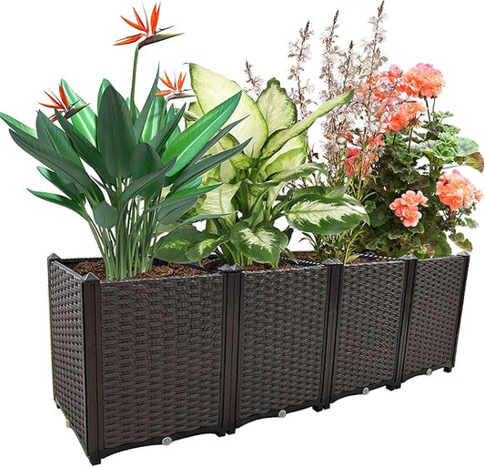 Large Planters for Outdoor Plants pots Elevated Garden Boxes Raised Garden Bed Garden Patio Balcony Deck to Planting Flowers Vegetables Tomato and Herbs