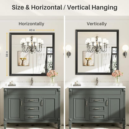 Briivue 40x38 Inch Black Bathroom Mirror - Image 6