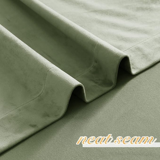 NICETOWN Sage Green Velvet Curtains 72 inches Long 2 Panels - Image 7