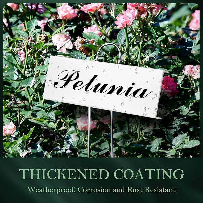 30 Pack Metal Plant Labels for Outdoor Garden Waterproof Plant Markers, Labels Garden Markers for Seedlings Herbs Vegetable Greenhouse Gifts with Pen - White