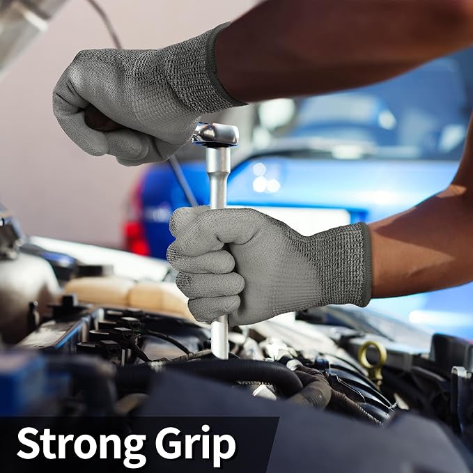 240 Pairs ANSI A5 Cut Resistant Work Gloves, Cut Proof Gloves with PU Coating, Used for Metal Fabrication, WoodWorking, Construction, Non Slip, Durable, S, CR3088