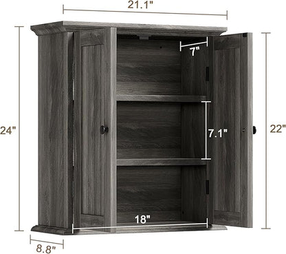 ChooChoo Bathroom Wall Cabinet, Over The Toilet Space Saver Storage Cabinet - Image 3