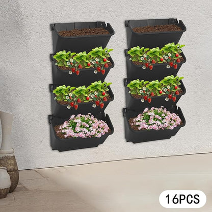 Vertical Wall Planter with 16 Pots, Hanging Garden Plant Flowerpot Holder - Image 9