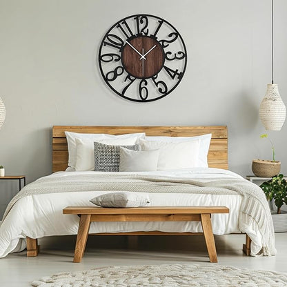 Maxstar Round Wall Clock for Living Room Decor Battery Operated Non Ticking - Image 6